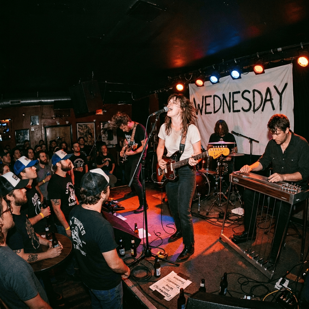 Anmeldelse: Wednesdays ‘Bleeds’ indfanger sydstats-twang og rå støj. Et mesterværk af alt-country og shoegaze-fuzz, centreret om Karly Hartzmans præcise fortællinger fra sydstaternes provins. En ufiltreret blanding af melodisk nerve og støjende kaos. WEDNESDAY BLEEDS